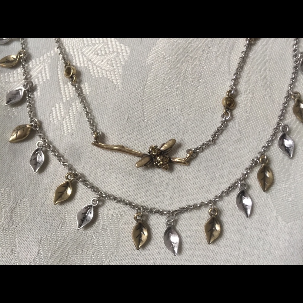 Lucky Brand Bumble Bee On Branch Dual Tone  Necklace